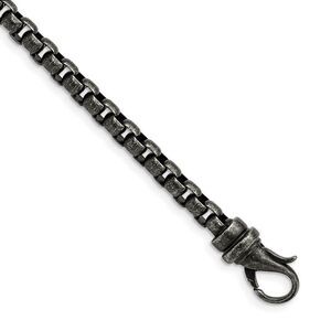 Men's 5.75mm Stainless Steel Antiqued Box Chain Necklace, 24 Inch